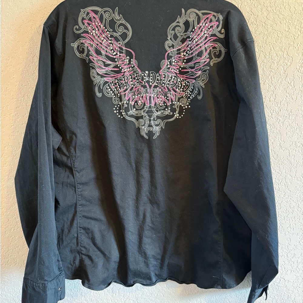 Harley-Davidson Black Button-Up Blouse - Picture 4 of 5